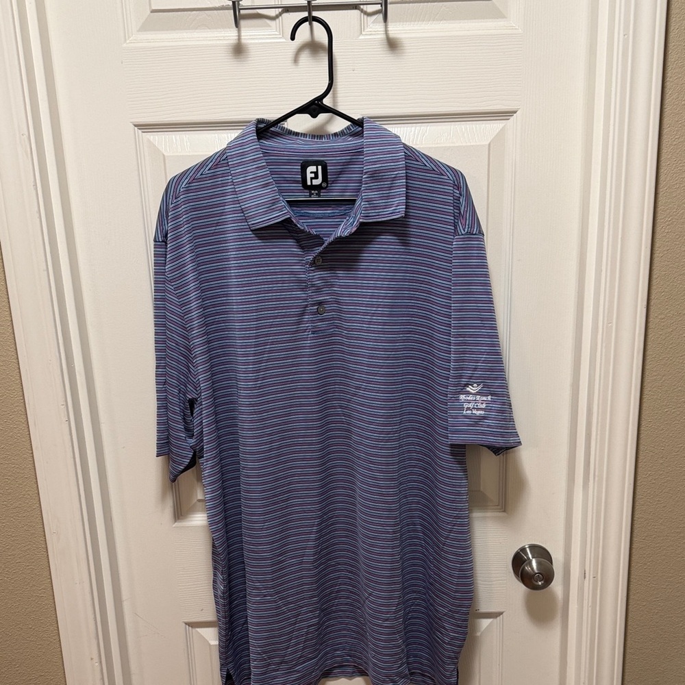 FootJoy Men's Polo in Blue and White Stripes